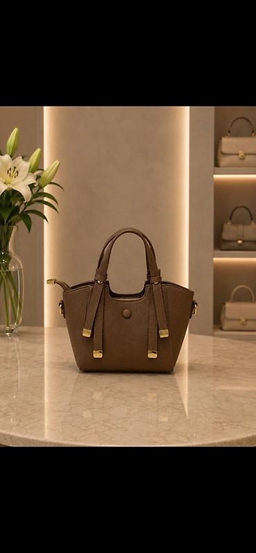 Zərif qadın çantaları 1) Qəhvəyi mini tote - Material: teksturalı