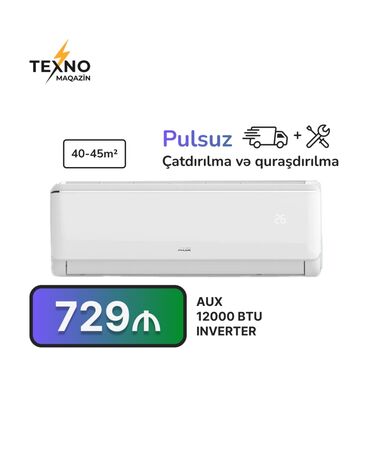 Kondisioner AUX, 40-45 kv. m, Kredit yoxdur, Pulsuz quraşdırılma