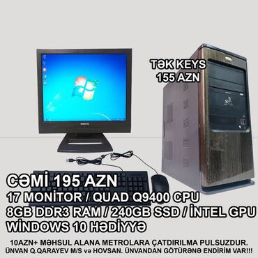 Soyutma sistemləri: Masaüstü Kompüter "Qori DDR3/Core 2 Quad Q9400/8GB Ram/240GB SSD" Ofis