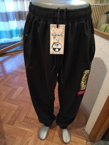 termo carape muske: Sweatpants, 4XL (EU 60), color - Black, Cotton