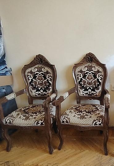 qalin adyal: Klassik üslubda taxta stul dəsti - Material: massiv ağac karkas, əl — 2