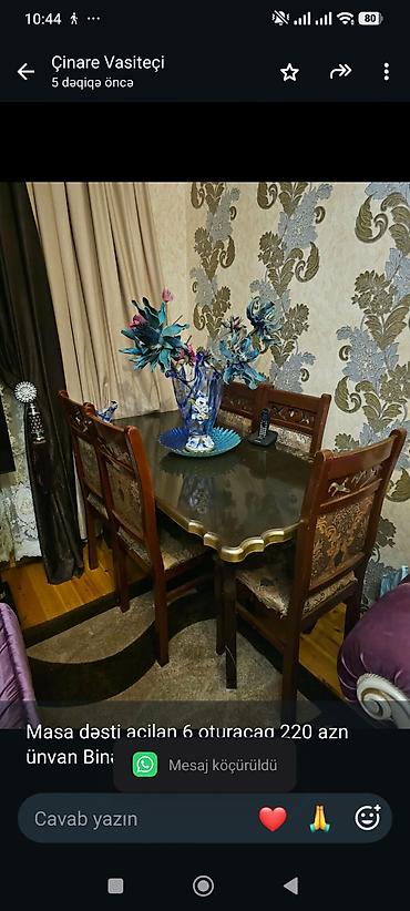 Masa dəsti açilan 6 oturacaq 220 azn ünvan Binə qes.Çinarə 2597
