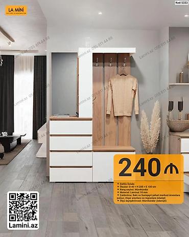 Dolablar: Dəhliz dolabı – minimalist və funksional dizaynlı giriş mebeli. Model — 1