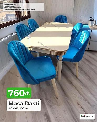 stul plastik: Masa dəsti – açılan mexanizmli - Ölçü: 90×160/200 sm (masa açıldıqda — 1