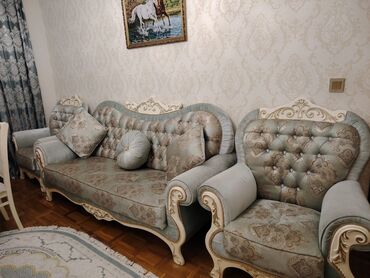 кресло кровать купить в баку: İşlənmiş, Divan, 2 kreslo