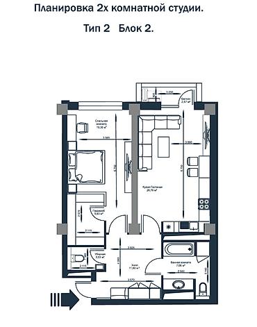 Продажа квартир: 2 комнаты, 76 м², Элитка, 8 этаж, Готовая ПСО (под самоотделку) — 8