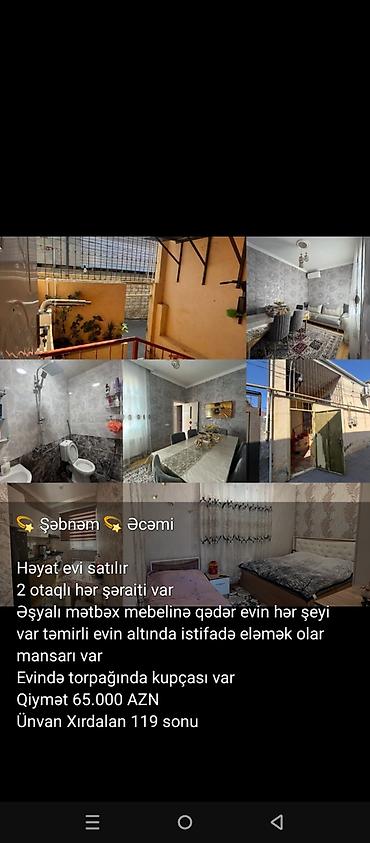 Həyət evləri və villalar: 💫 Şəbnəm 💫 Əcəmi Həyat evi satılır 2 otaqlı hər şəraiti var Əşyalı — 1