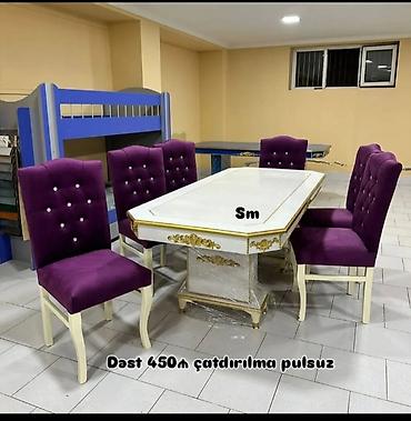 bağca stolu: Qonaq otağı üçün, Yeni, Açılmayan, Dördbucaq masa, 6 stul — 2