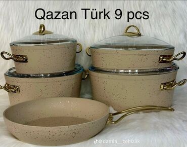 Tava-qazan dəstləri: Qazan, rəng - Bej, Qranit, Türkiyə