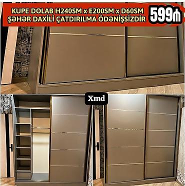gips blok: Kupe dolab – sürgülü qapılı model. Ölçülər: hündürlük 240 sm, en 200 — 1