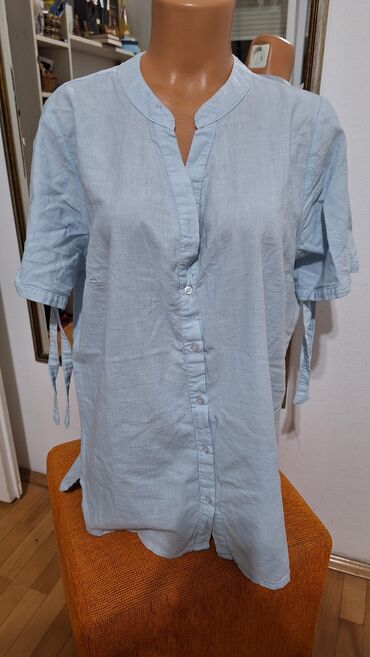 ženske lanene košulje: Lc Waikiki, L (EU 40), Cotton, Single-colored, color - Light blue