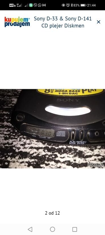 Mini disk plejeri: Sony Discman CD plejer – model D-141 (navedeno na poklopcu) - — 2