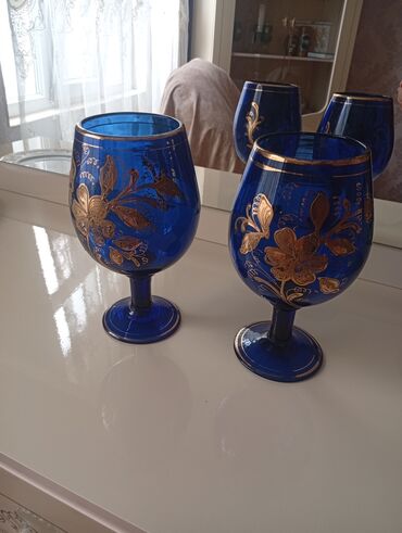 qədəh: Qədəhlər, rəng - Göy, Şüşə, 2 ədədli dəst, 300 ml