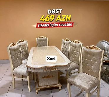 Masa və oturacaq dəstləri: Yemək otağı üçün dəstlər 1) Klassik dizaynlı masa + 6 stul - Krem — 14