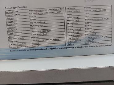 Avtoelektronika: Kamera avtomobil ucun Videoregstrator masin kamerasi yeni guzgu ust — 3