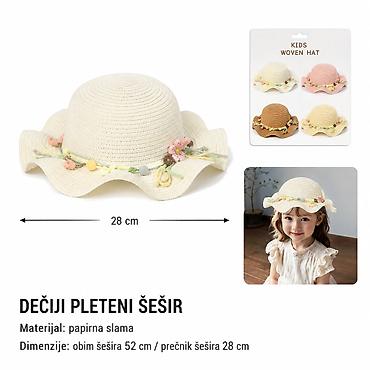 KMT Šešir sa talasastim obodom – model sa cvetnim detaljima i 2 mala