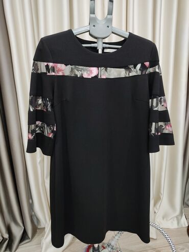 прозрачное платье: Күнүмдүк көйнөк, Күз-жаз, Кыска модель, Түз, 4XL (EU 48)
