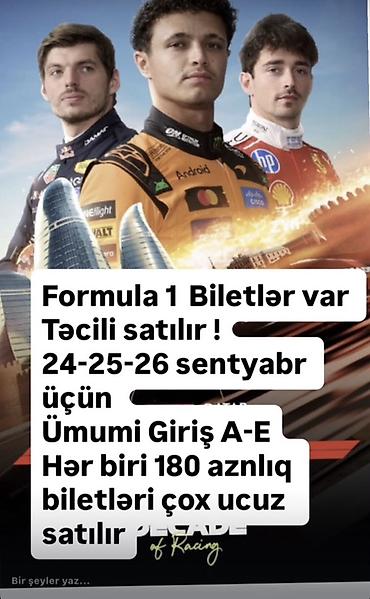 Məhsul: Formula 1 yarışına bilet Təsvir: - 24–26 sentyabr tarixləri lalafo.az -da Məhsul: Formula 1 yarışına bilet Təsvir: - 24–26 sentyabr tarixləri