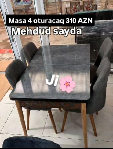 Masa və oturacaq dəstləri: Qonaq otağı üçün, Yeni, Açılan, Kvadrat masa, 4 stul