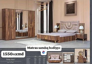 sandiq mebel: Yataq dəsti – modern dizaynlı, qızılı detallarla Dəst tərkibi və — 1
