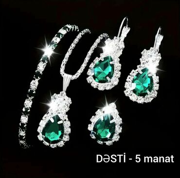 Bijuteriya dəstləri: ZƏRGƏRLİK DƏSTİ – parlaq damla formalı daşlarla — 4
