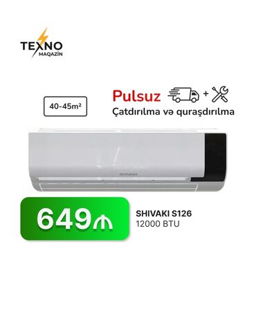 Ventilyatorlar: Kondisioner Shivaki, 40-45 kv. m, Pulsuz quraşdırılma