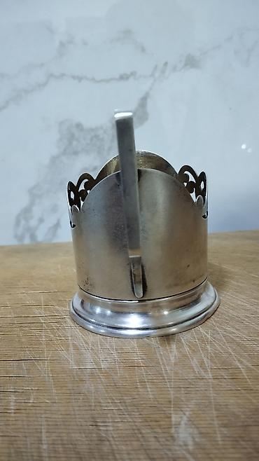 gumus stəkan altligi: Gümüş stəkanaltı qulplu podstakanik - Material: 875 ayarlı gümüş — 3