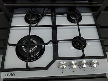 Газовая варочная панель Ovio, 4 конфорки на закалённом стекле белого