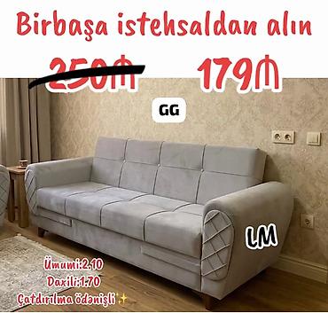 Mebel: Yumşaq divan (GG/LM modeli) Xüsusiyyətlər: - Rəng: Açıq boz -