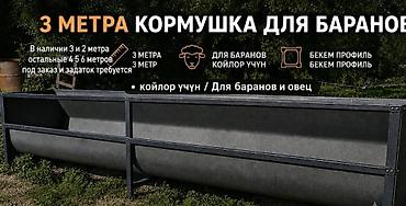 Животные: Кормушка для баранов и овец, длина 3 метра. Особенности: - — 1