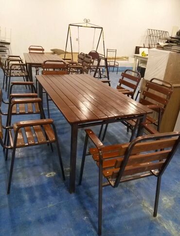 Masa və oturacaq dəstləri: Balkon üçün, Yeni, Açılmayan, Dördbucaq masa, 12 stul — 21