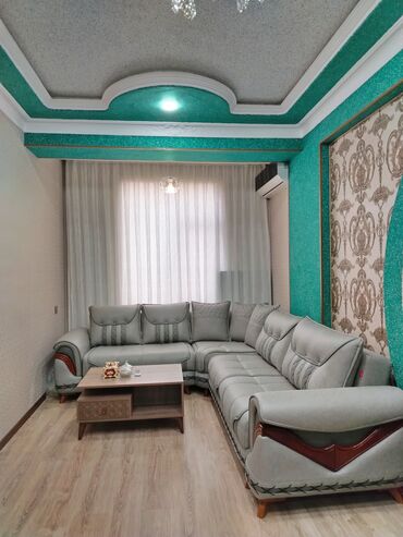 Divan və masa dəstləri: Künc divan dəsti Açılan, bazalı, - Rəng: Açıq boz (boz-yaşıl tonlu) — 3