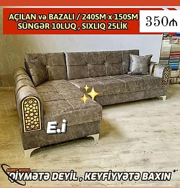 tap az kunc divanlar: Açıla bilən və bazalı künc divan - Ölçü: 240 sm x 150 sm - Süngər — 1