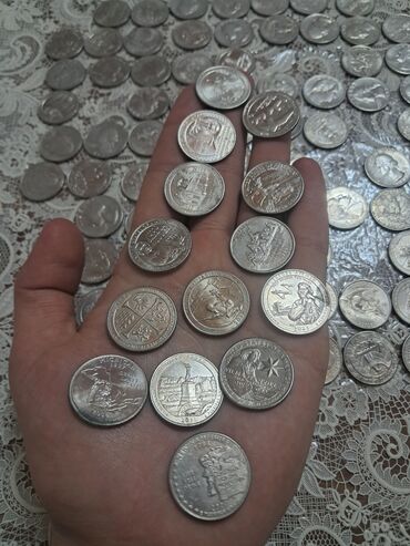 Sikkələr: ABŞ sikkələri – qarışıq lot - Növ və nominalar: quarter dollar (25¢) — 34