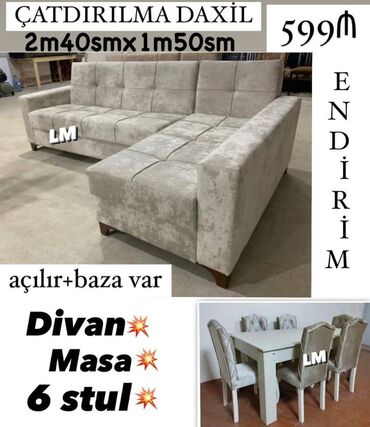 Dolablar: Divan+ Masa dəsti Sifarişlə hazırlanır. Dəst şəkildə : 599₼ Divan 