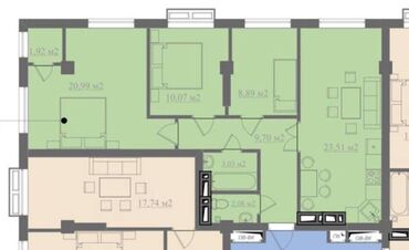 токмок недвижимости: 4 комнаты, 79 м², Элитка, 7 этаж, ПСО (под самоотделку)