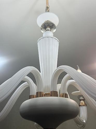 Люстры: Люстра классическая,8 рожков в виде рифлёные подсвечники. материал — 3