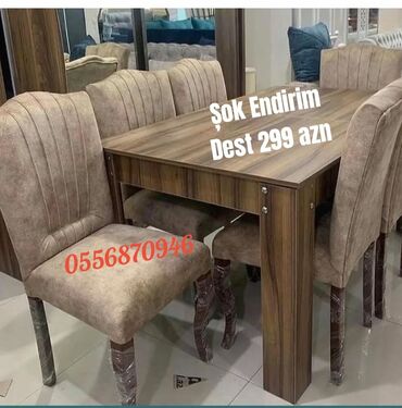 Masa və oturacaq dəstləri: Qonaq otağı üçün, Yeni, Açılmayan, Dördbucaq masa, 6 stul -da lalafo.az — 5 Masa və oturacaq dəstləri: Qonaq otağı üçün, Yeni, Açılmayan, Dördbucaq masa, 6 stul — 5