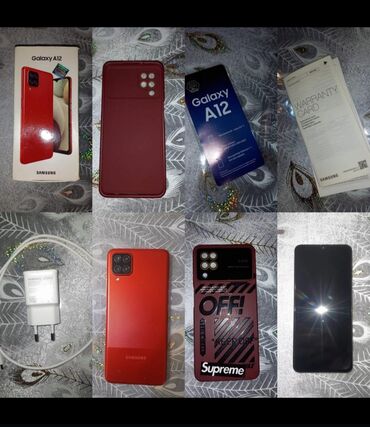 Samsung: Samsung Galaxy A12, 64 GB, rəng - Qırmızı, Sensor, Barmaq izi, İki sim kartlı