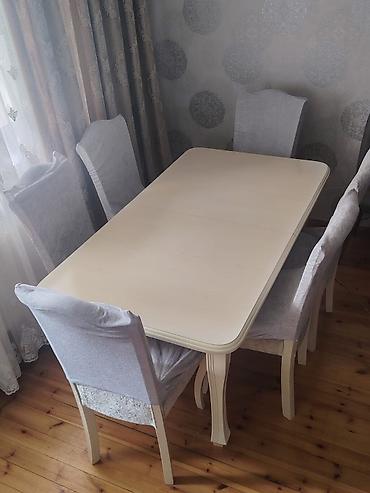 ikinci el stol stul: Qonaq otağı üçün, İşlənmiş, Açılmayan, Oval masa, 6 stul — 1
