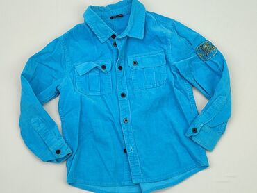 Koszule: Koszula 3-4 lat, stan - Bardzo dobry, wzór - Jednolity kolor, kolor - Niebieski