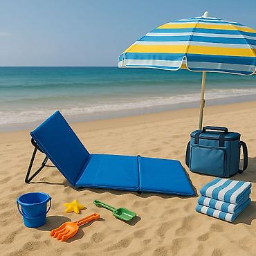 lidl bastenski program: Ležaljka sklopiva za plažu 150x52 cm, plava – LP-720000P-310 - Tip — 1