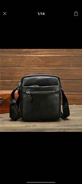 Классические сумки: Мужская черная и коричневая наплечная сумка прямоугольной формы с — 12