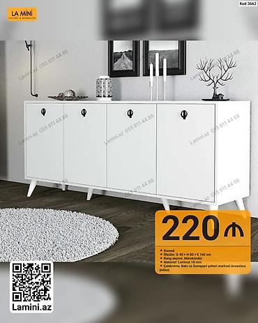 Komodlar: Məhsul: Ağ komod - Model kodu: 3662 - Ölçülər: Dərinlik 40 sm × — 1