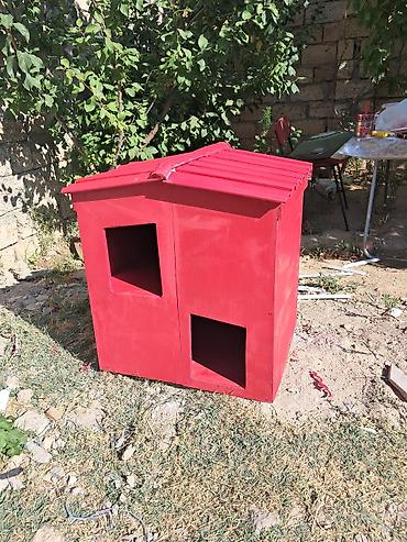 it yuvasi satilir: İki bölməli qırmızı it/ pişik evi - Material: taxta konstruksiya — 3