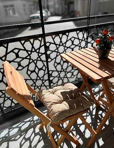 круглый стол: Balkon masasıBalkon, mətbəx, səyahət, dəniz və s. üçün qatlanan dəst — 3