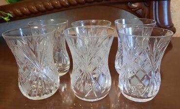 sari kok: 6 ədəd xrystal armudu stəkan rusiya xrustalı