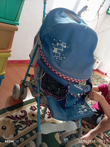 двухместная детская коляска: Балдар арабасы, түсү - Көгүлтүр, Колдонулган