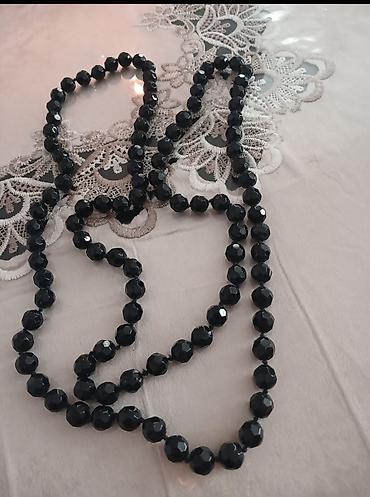 Bijuteriya: Qara bəzəkli muncuq boyunbağı - Material: parıltılı fasetli qara — 1