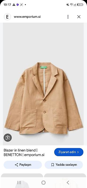 ketan kostyum: UNited Colors of Benetton – kətan qarışımlı bleyzer - Brend: United — 2
